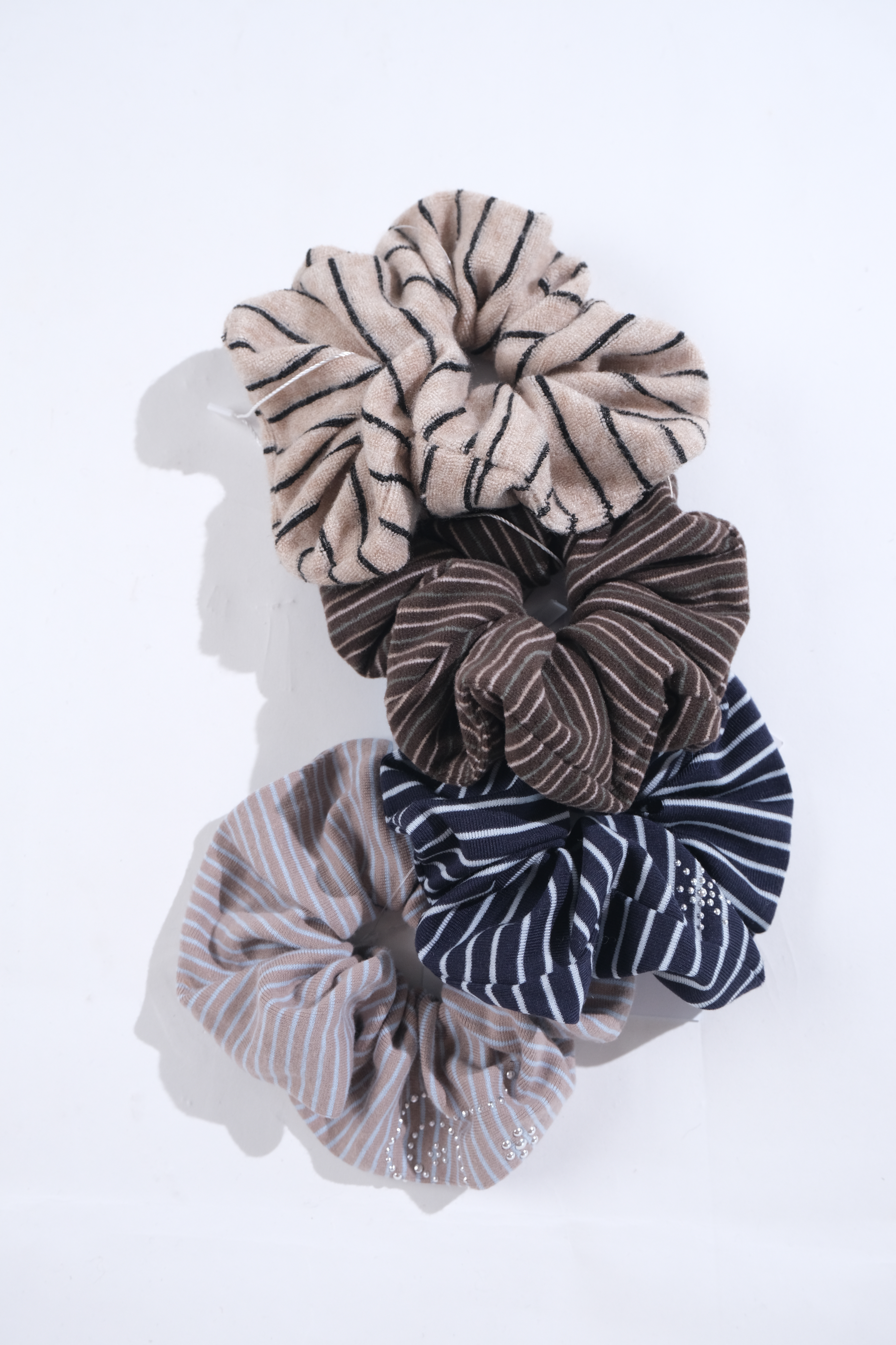 Striped fabric scrunchies