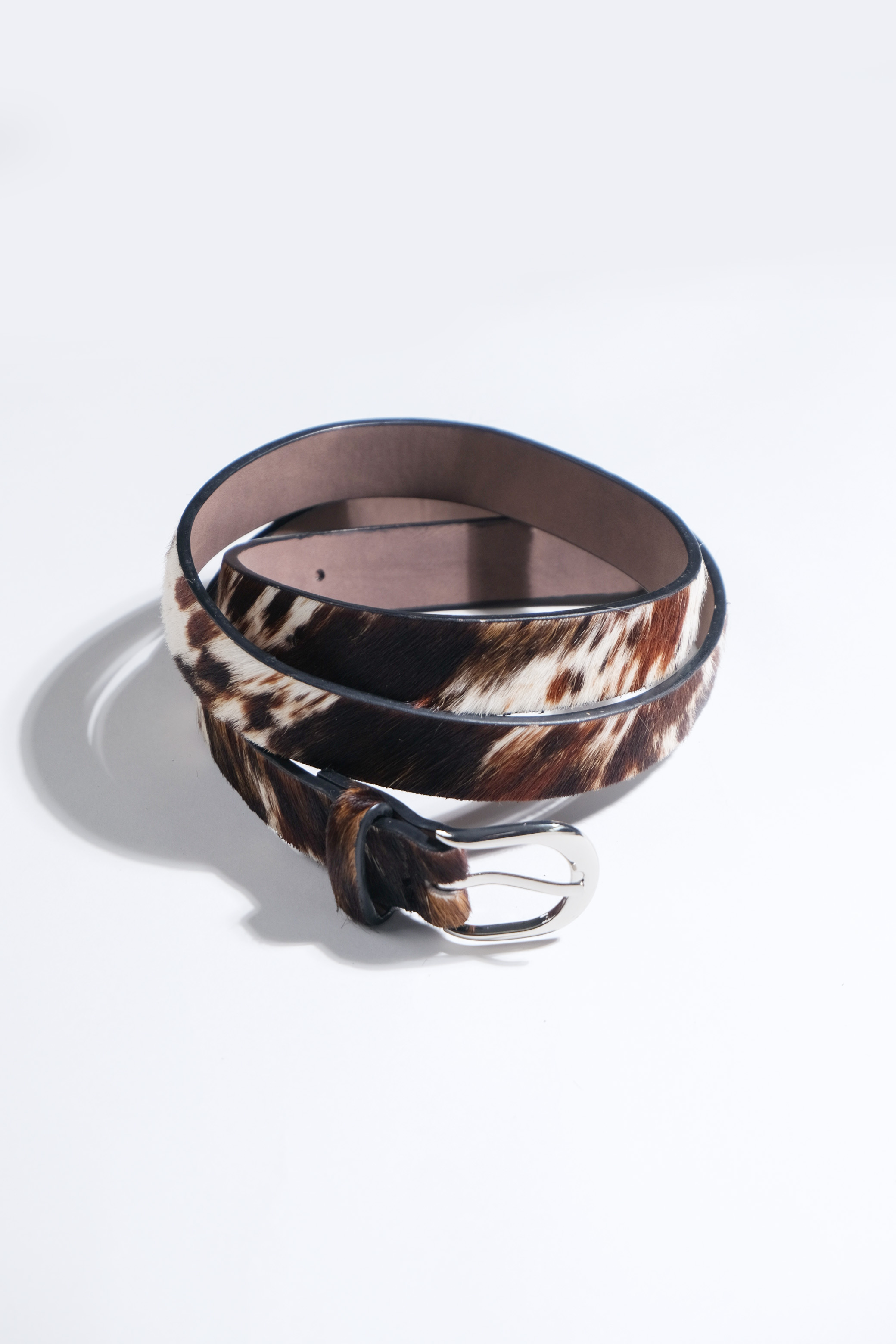 Animal-print belt with silver-tone buckle